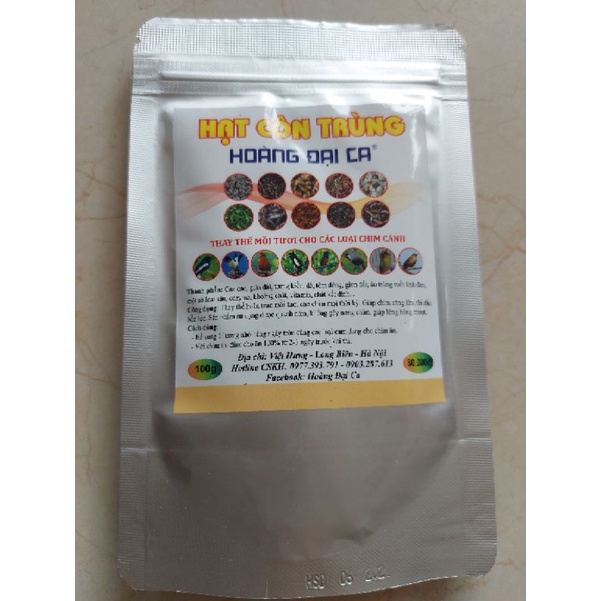 Hạt Côn Trùng Hoàng Đại Ca Gói 100g dùng cho tất cả các loại chim thấy thế mồi tươi