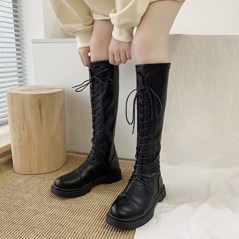 (Sẵn 36 38 39)🔥Boots đùi nữ đan dây cao ôm chân sang chảnh - 2 ảnh thật cuối | BigBuy360 - bigbuy360.vn