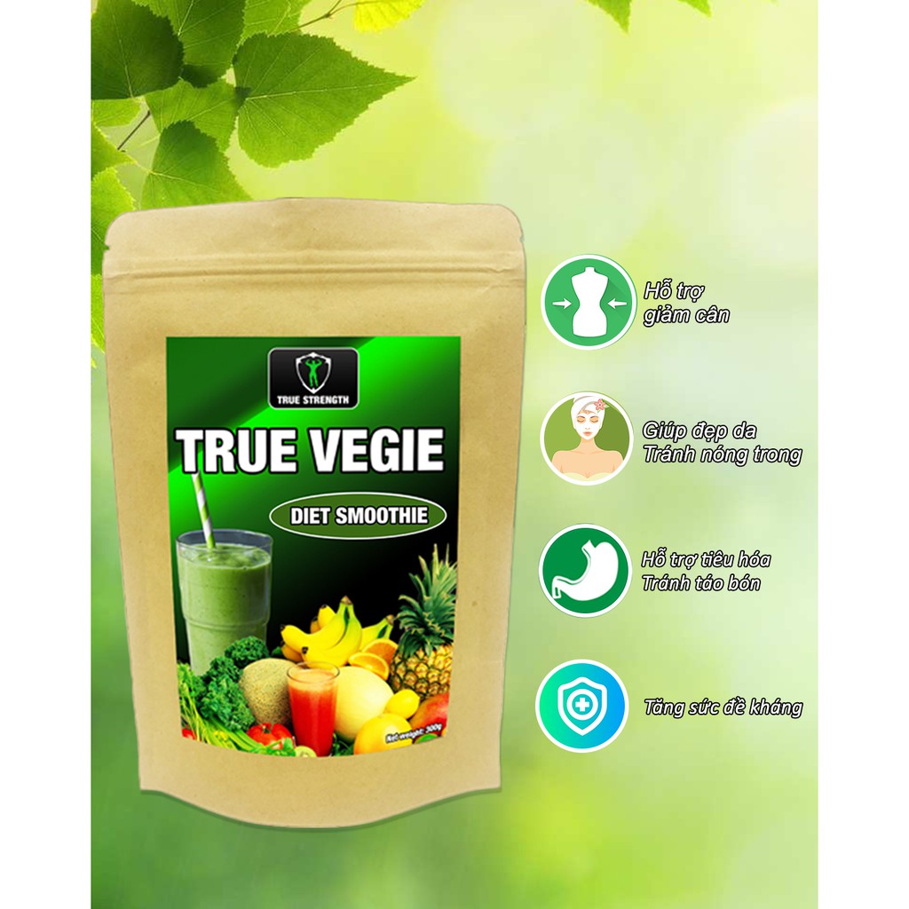 [Tiết kiệm 100k] Combo 2 gói Bột Rau Củ Quả True Vegie + Bình lắc (Bổ sung rau / Giảm cân / Đẹp da)