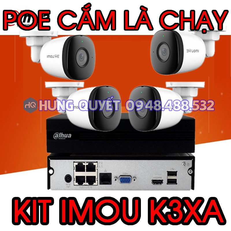 Bộ KIT 4 Camera Dahua POE K3XA Full HD 1080p có Mic kèm đầu ghi Đầu ghi Poe 4 kênh