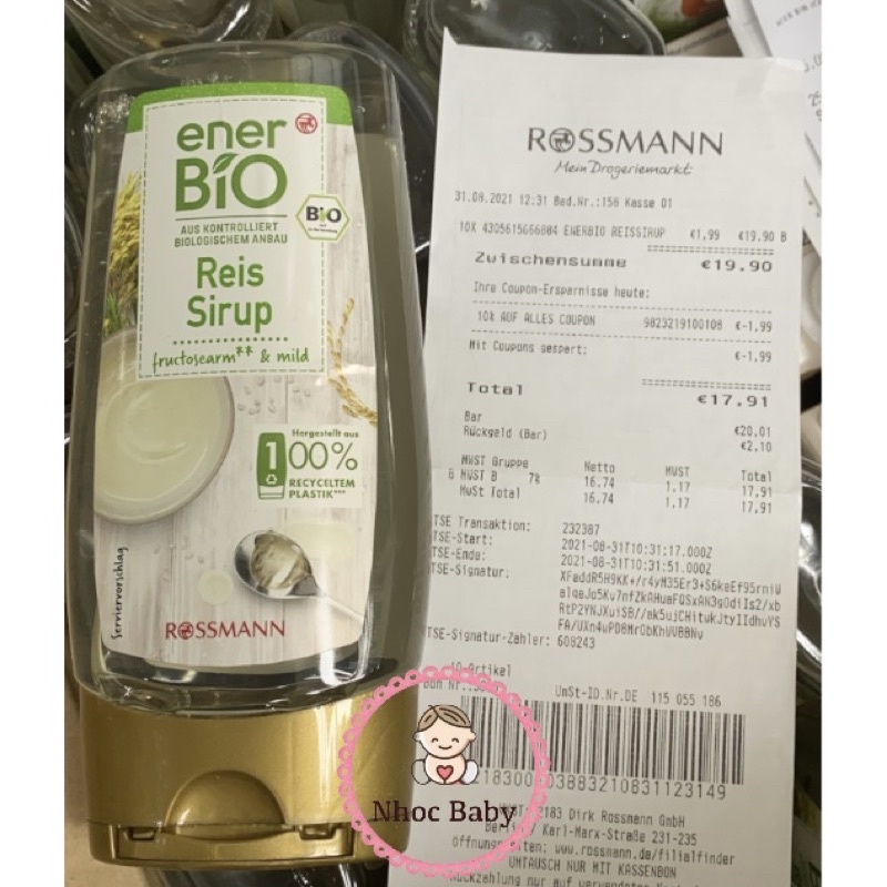 Siro đường gạo hữu cơ Bio Reis Sirup 250ml (Đức chuẩn air)