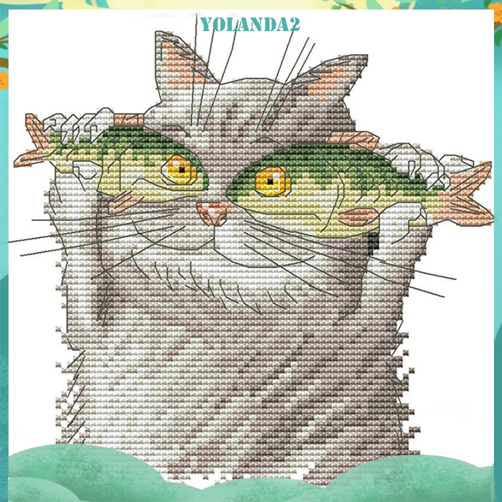 Tranh thêu 14CT hình đôi mắt cá