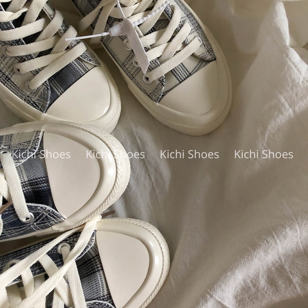 Giày CV cổ cao/cổ thấp kẻ caro full box Giày bata học sinh vải canvas phong cách Hàn Quốc Ulzzang Kichi Shoes mã 3601-2