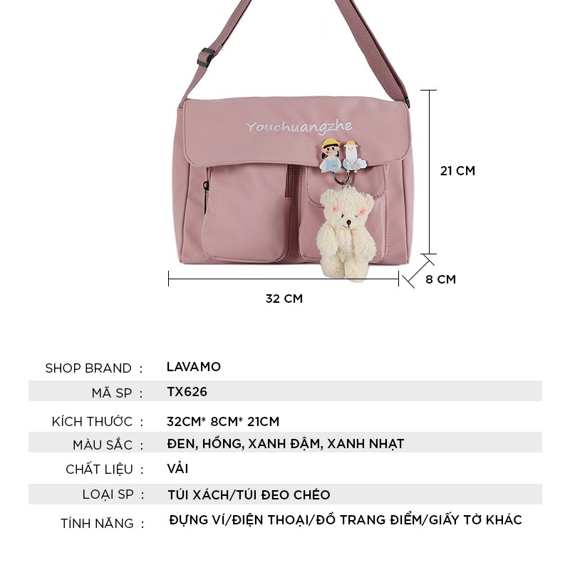 Túi vải tote đeo chéo thời trang giá rẻ trơn TX626