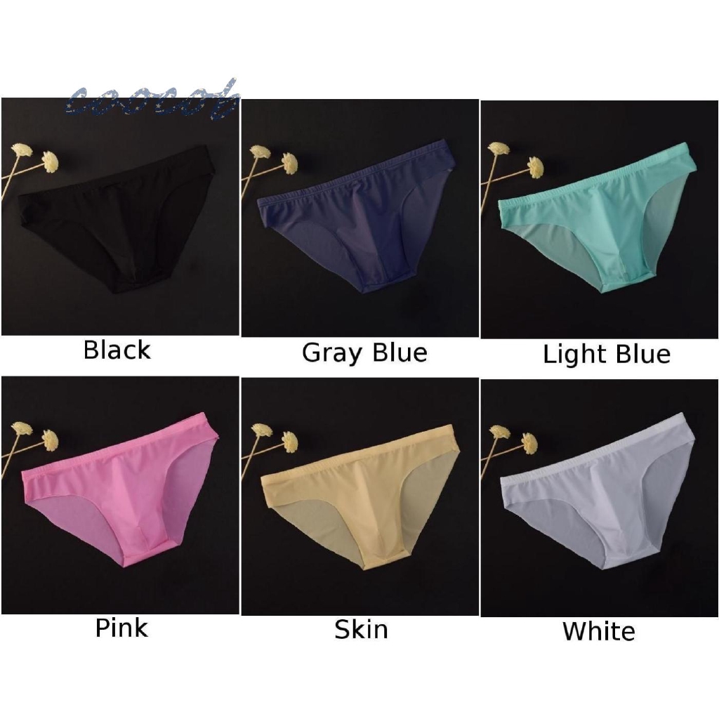 Men's Viscose See-through Underwear Ultra-thin Low-rise Sexy Solid Color Briefs