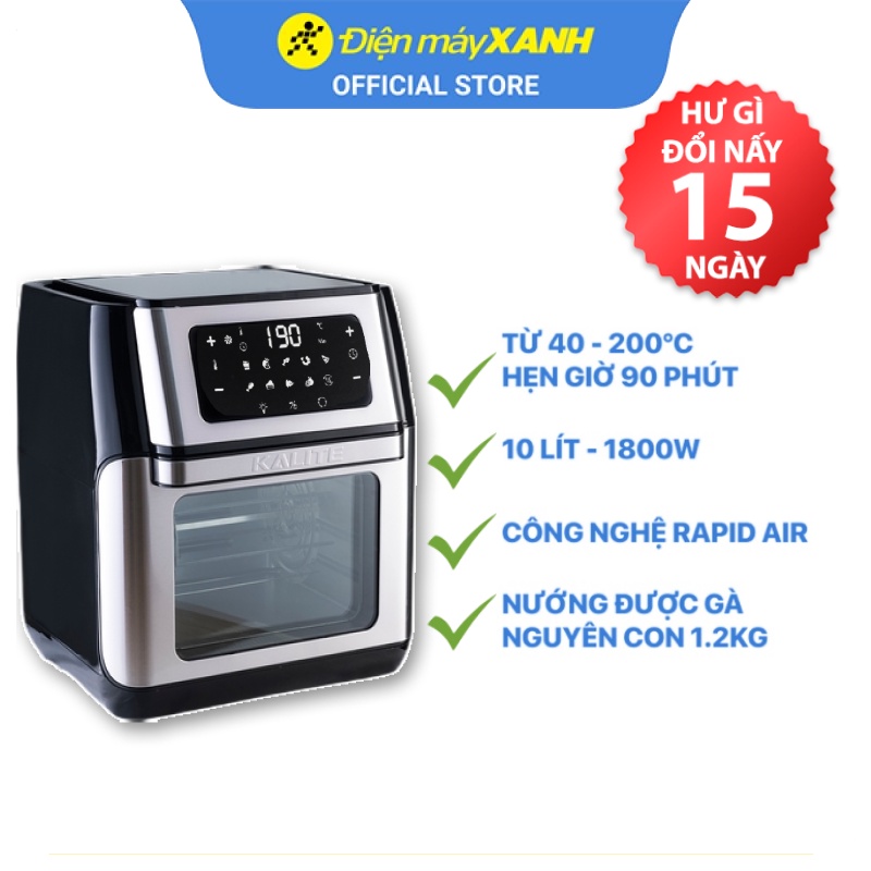 [Mã ELHADEV giảm 4% đơn 300K] Nồi chiên không dầu Kalite Q10 10 lit công suất 1800W - Chính hãng BH 12 tháng