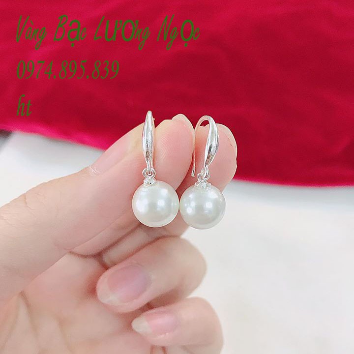 Bông tai móc câu trai bằng bạc