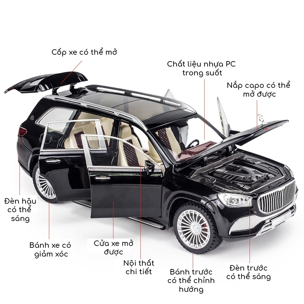 Xe mô hình Mercedes GLS600 tỉ lệ 1:24 hãng Chimei chất liệu kim loại