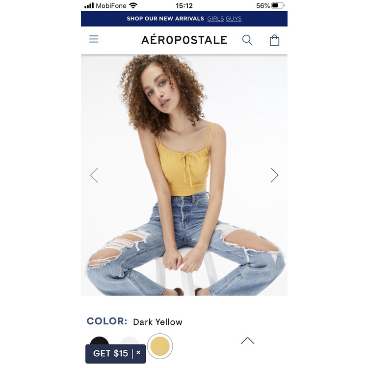 Áo 2 dây xuất xịn AÉROPOSTALE dáng crop, sang trọng, quyến rũ đủ màu