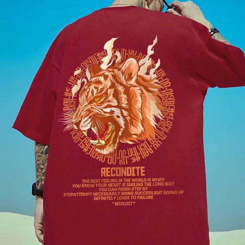 Áo Thun Tay Ngắn Cổ Tròn Dáng Rộng In Chữ Thời Trang Mùa Hè Cho Nam Size M-8XL