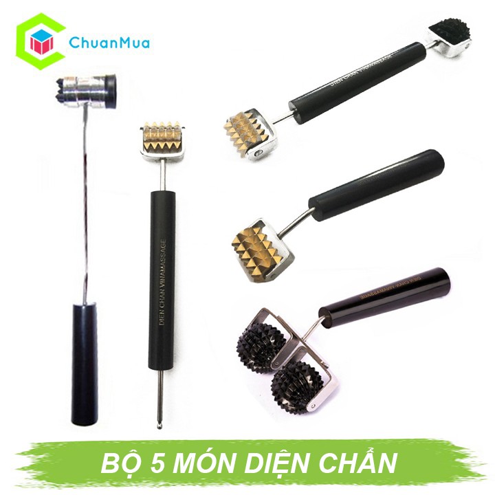 Bộ 5 Món Dụng Cụ Diện Chẩn Loại 1 ( Lăn Đồng Cầu Sừng, Gai Đôi Lớn, Lăn Đồng Lớn, Lăn Dò Đồng, Búa )