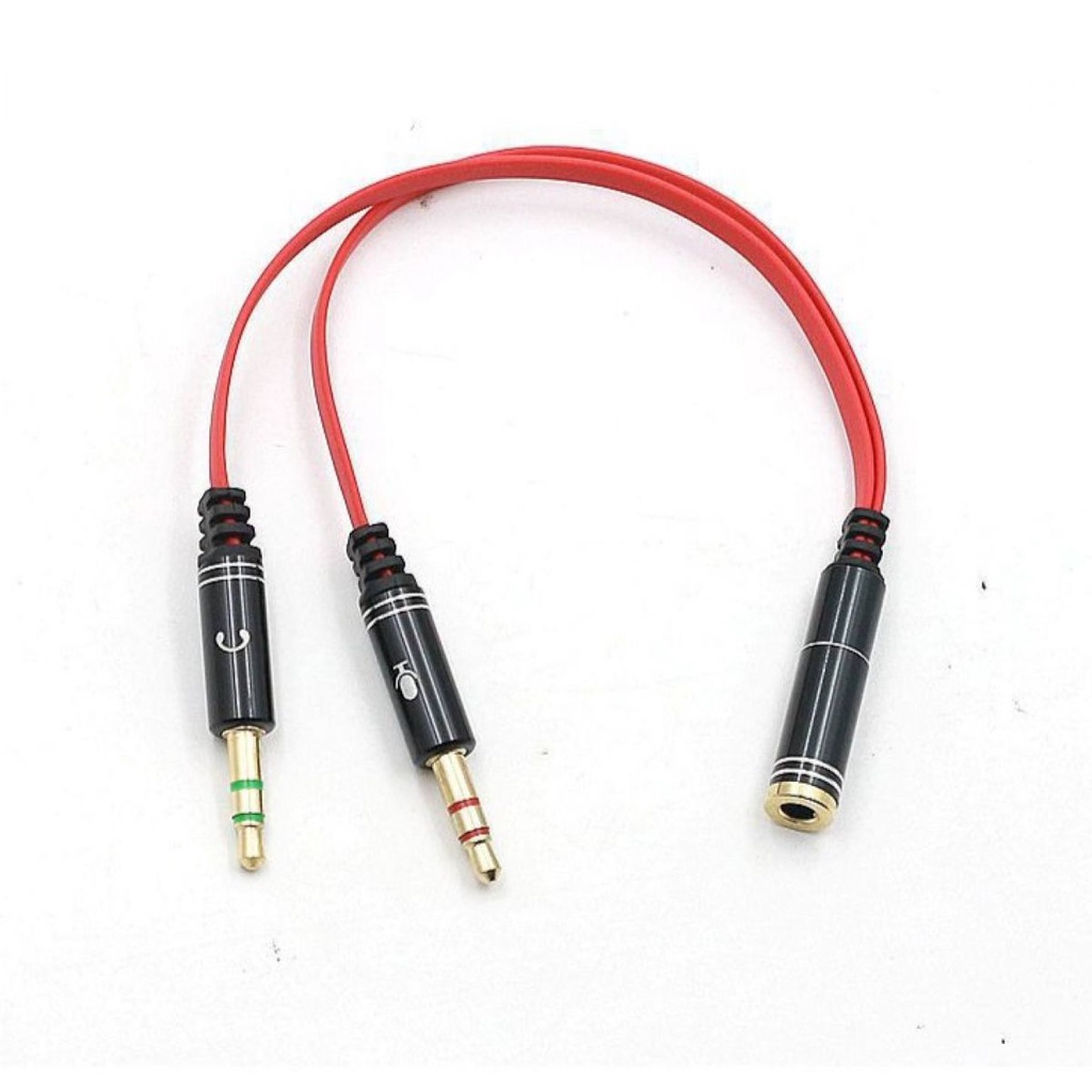 Cáp Gộp Audio 1 Ra 2  Dây Dài 38cm (Tai Nghe Và Mic) Chuẩn 3.5mm