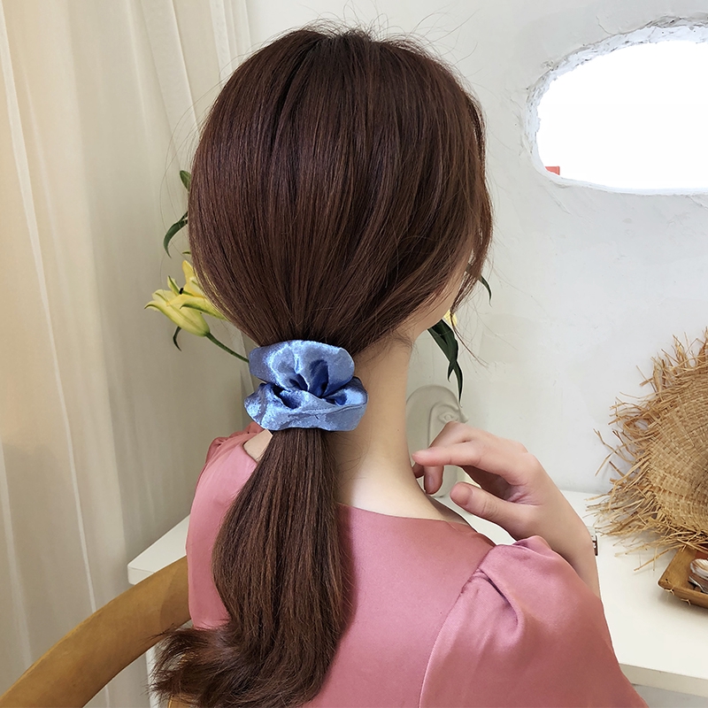 Dây buộc tóc màu trơn thời trang phong cách retro Hàn Quốc
