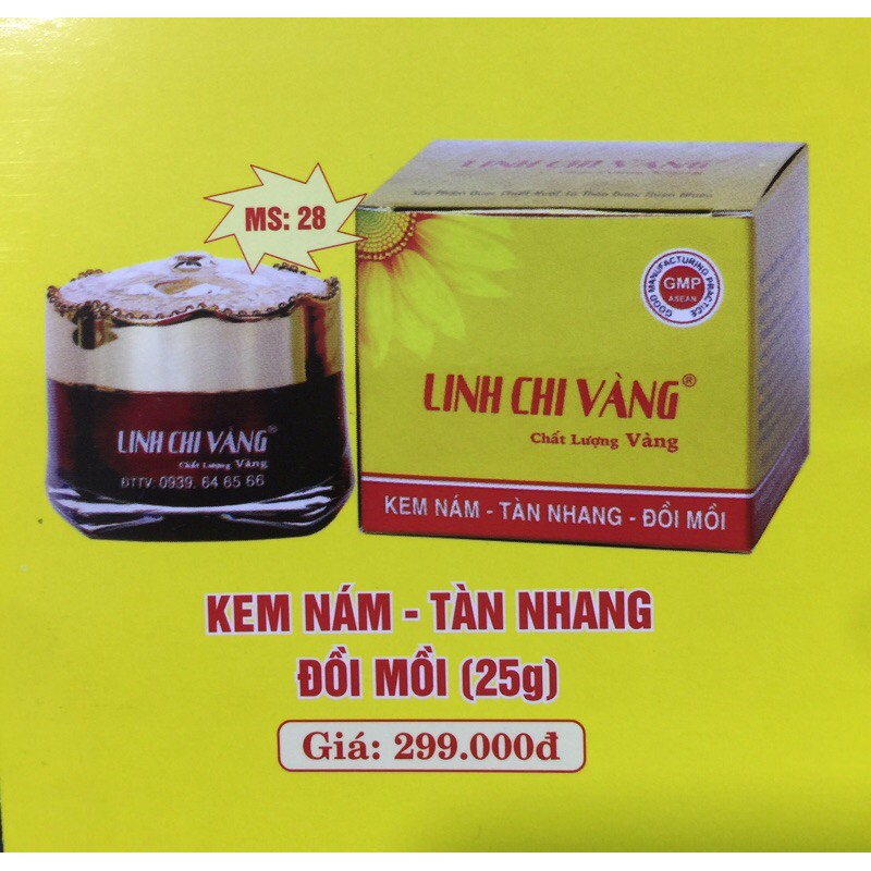 Kem LINH CHI VÀNG nám, tang nhang, đồi mồi (25g)