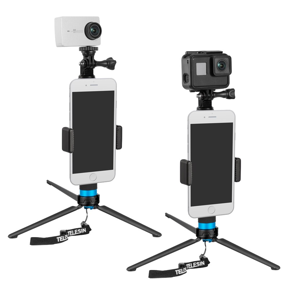 TELESIN-Palo de Selfie extensible de aleación de aluminio con trípode y Clip para teléfono para GoPro Hero 5 6 7 8 9 Xiaomi Yi DJI Osmo Action