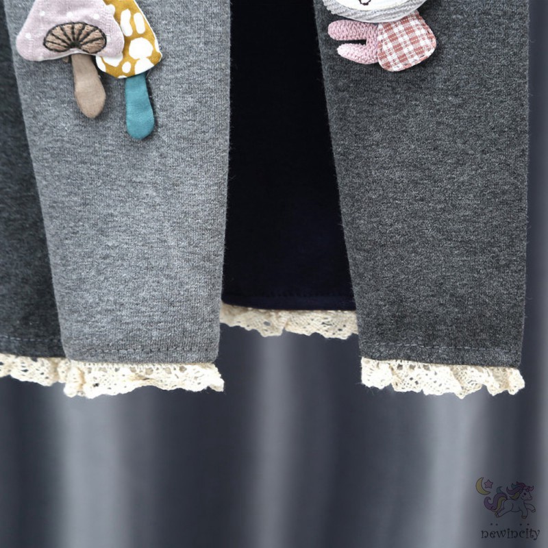 Quần Legging Cotton Thêu Họa Tiết Hoạt Hình Đáng Yêu Cho Bé Gái