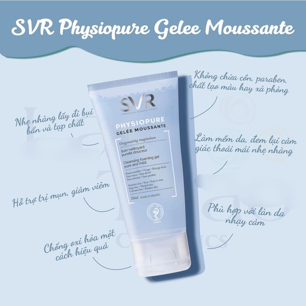 Gel rửa mặt dành cho da nhạy cảm SVR PHYSIOPURE Gelee Moussante 55ml