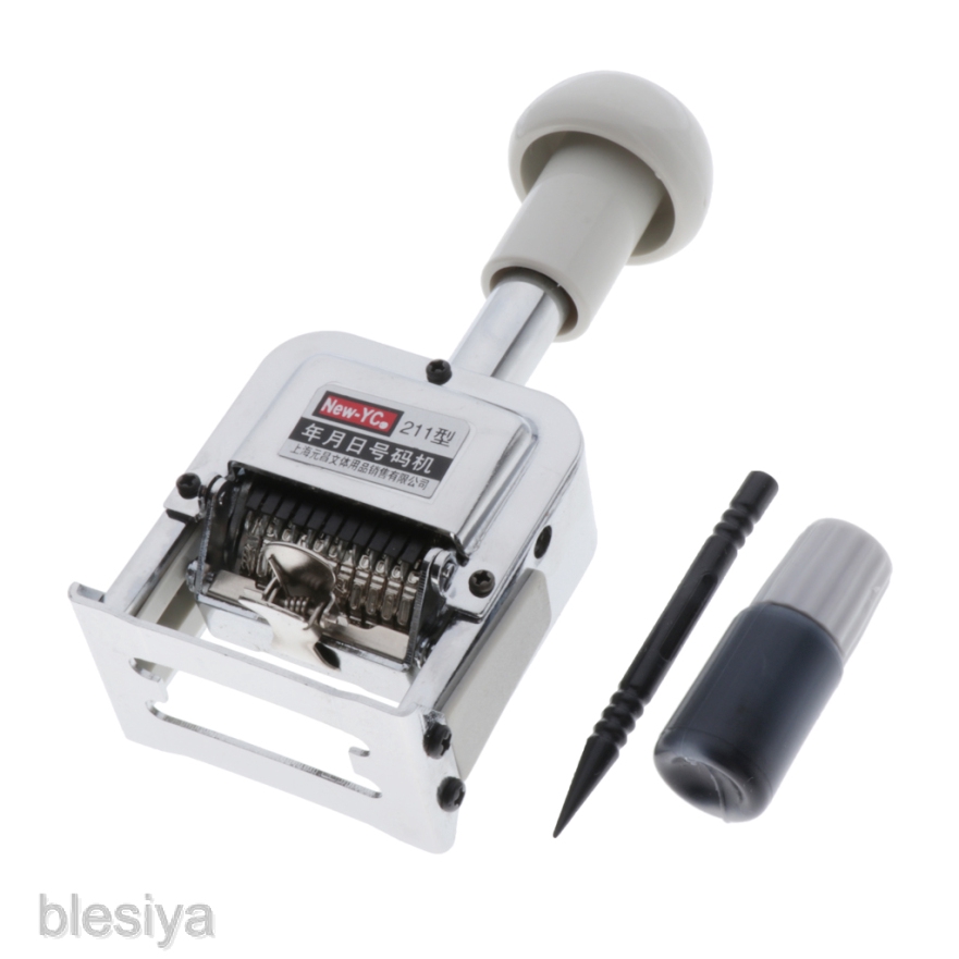 [BLESIYA] Silver Metal 11 Digits Automatic Numbering Machine, Stamp Machine with Ink