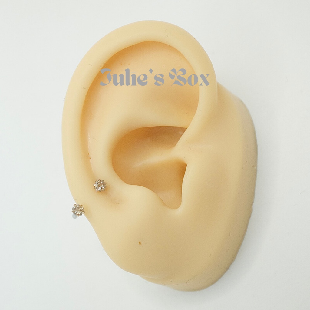 [1 Chiếc] Khuyên Tai Titan Chữ U Đá Sao Màu CAM Unisex Không Gỉ Sét Không Ngứa Bông Tai Julies Box 66