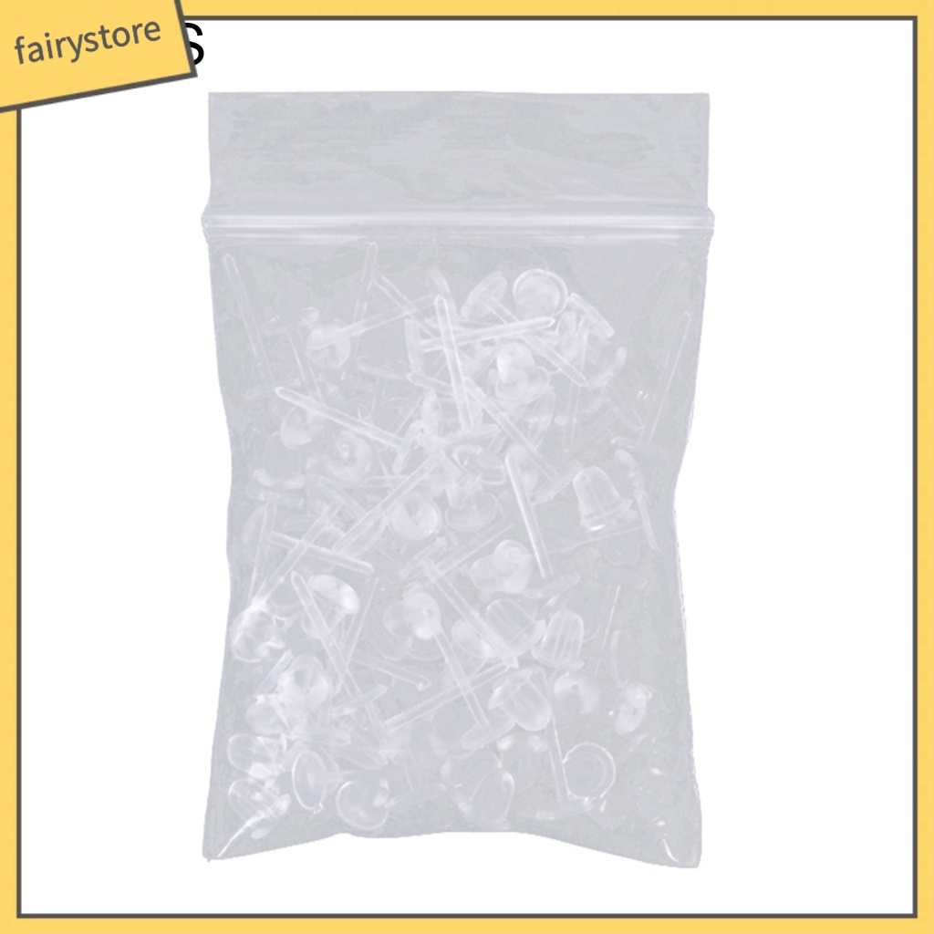 Bộ 50 ghim xỏ lỗ bông tai bằng nhựa trong suốt dùng làm đồ trang sức thủ công cho nam nữ DIY