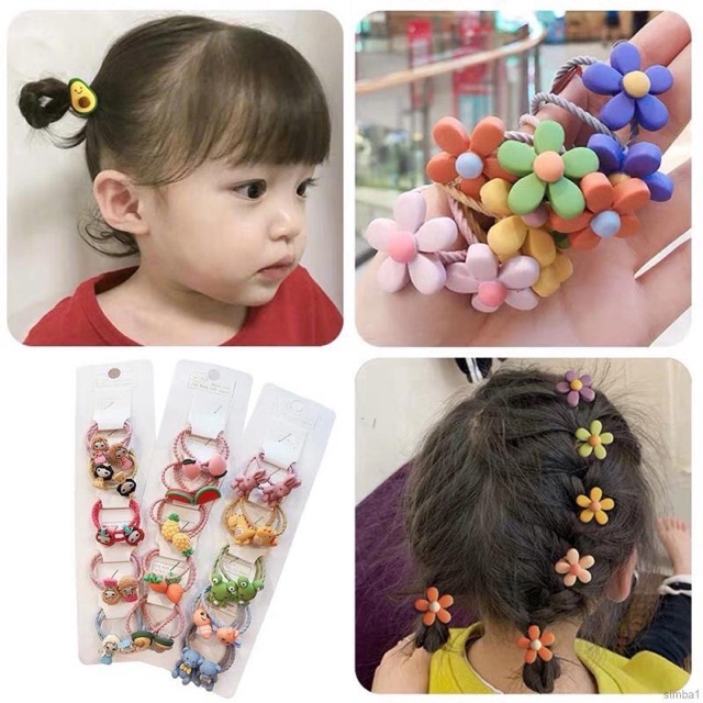 Set 10 cột tóc nhiều hình ngộ nghĩnh siêu yêu cho bé