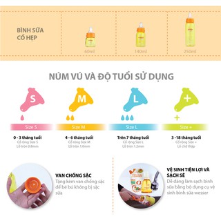 Bình sữa Wesser cổ hẹp 140ml (mẫu cũ)