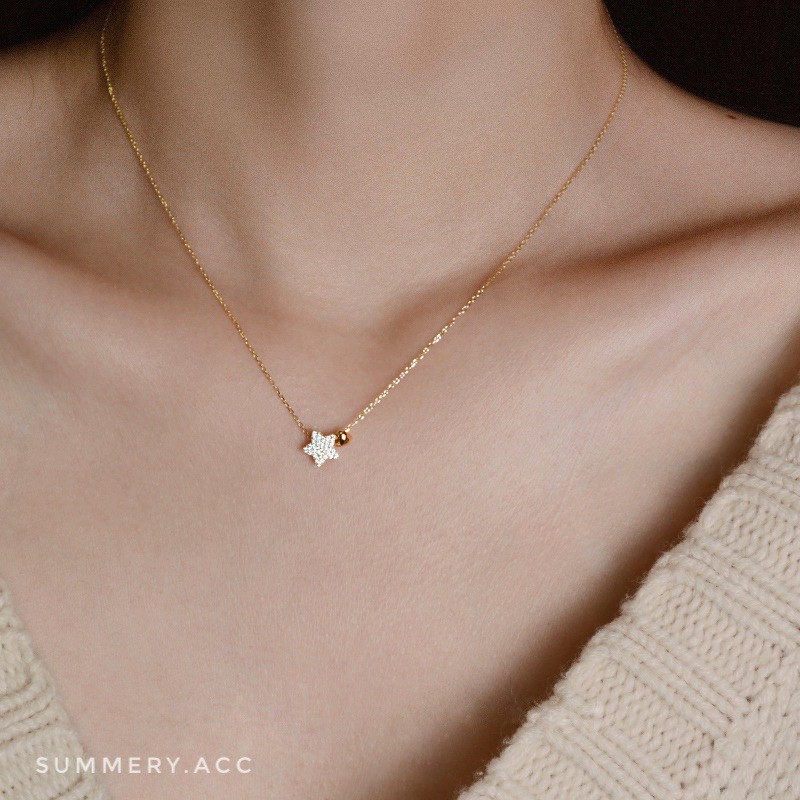 Vòng cổ bạc 925 SUMMERY ngôi sao trái tim dây chuyền S925
