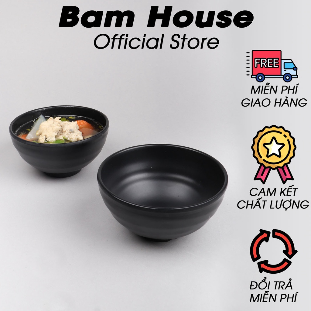 Chén nhựa đen nhám Bam House chất liệu Melamine cao cấp CND02 - Chén nhựa Melamine