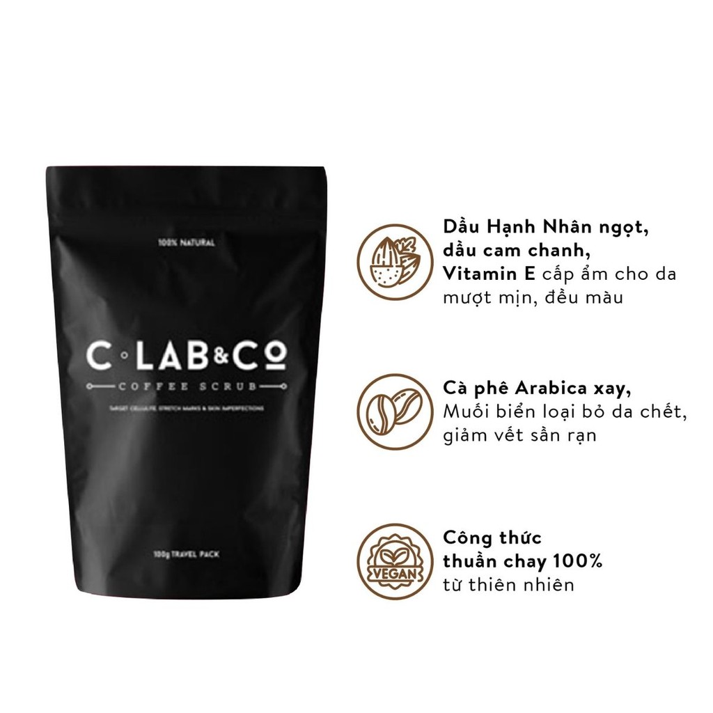 Tẩy tế bào chết C Lab &amp; Co chiết xuất Hạt Cà Phê Arabica &amp; Dầu Dừa 100g