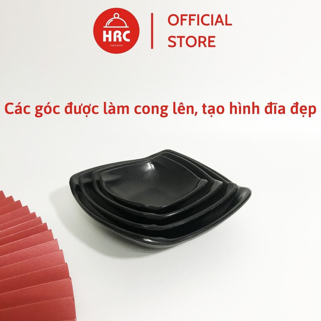 Đĩa tròn vuông lòng sâu [AN TOÀN][ĐẸP][CAO CẤP] Đĩa tròn vuông lòng sâu 100% melamine đen nhám đa dạng mẫu đủ size