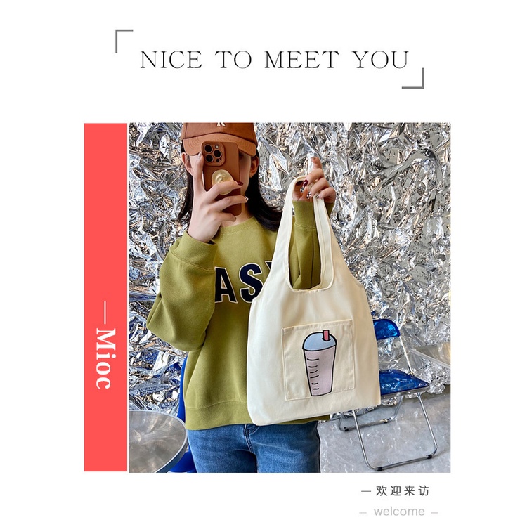 Túi Xách Canvas Sức Chứa Lớn In Họa Tiết Đơn Giản Thời Trang Cho Nữ