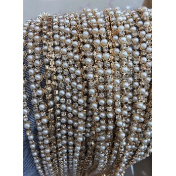 Dây Chuỗi Ngọc Trai Pha Lê 5mm 100cm Dùng Trang Trí Quần Áo / Túi Xách DIY