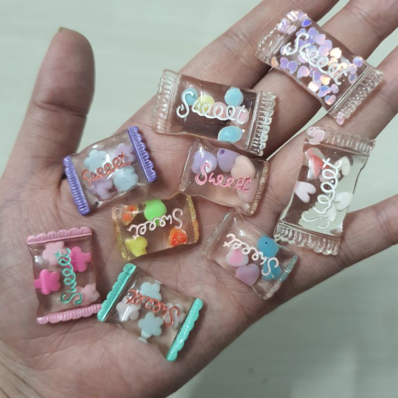 Charm kẹo sweets 3D nguyên liệu trang trí slime và côt tóc
