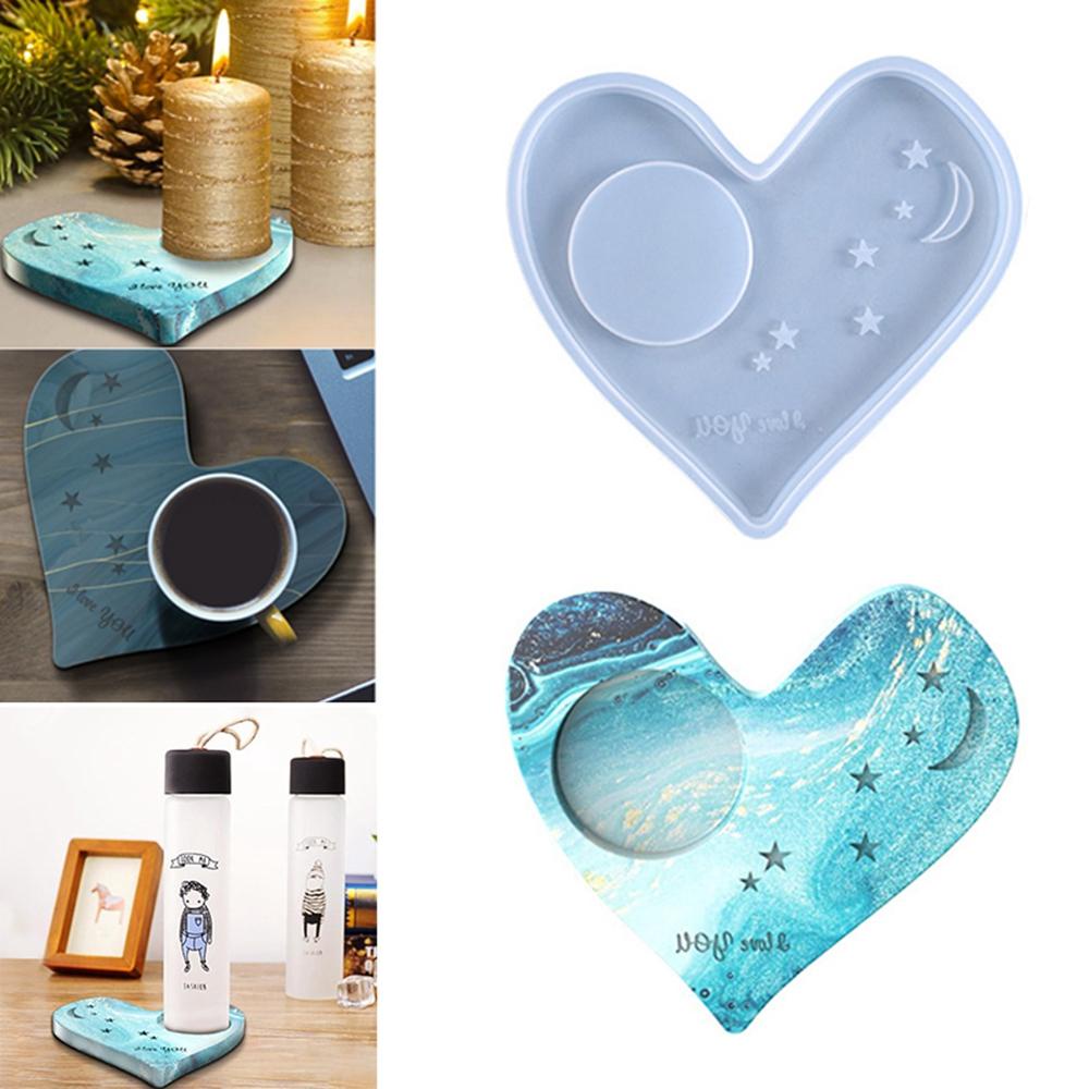 ELEGANT Khuôn Silicone Làm Đế Lót Ly Hình Trái Tim / Mặt Trăng