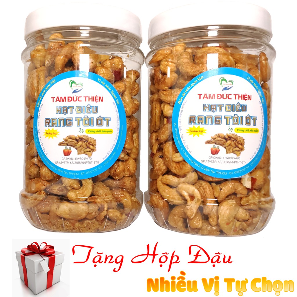 [Tặng 1 Hộp Đậu]Combo Nửa KG Hạt Điều Rang Tỏi Ớt[Nguyên Liệu Sạch]Tâm Đức Thiện(2 x Hộp 250GR) | BigBuy360 - bigbuy360.vn