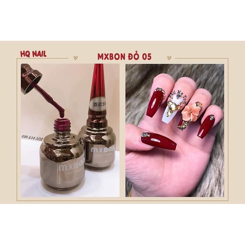 Sơn móng tay mxbon đỏ lẻ màu 15ml