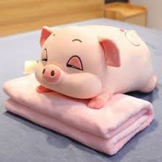 Chăn Gối Văn Phòng Gấu Bông Heo Xinh  Siêu Đáng Yêu Cho Bé
