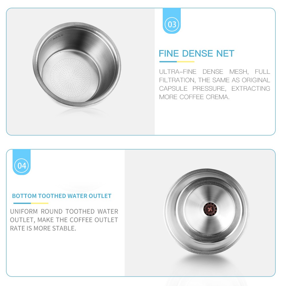 Cốc Lọc Cà Phê Bằng Thép Không Gỉ Tái Sử Dụng Cho Máy Pha Cà Phê Dolce Gusto Nescafe Cofee