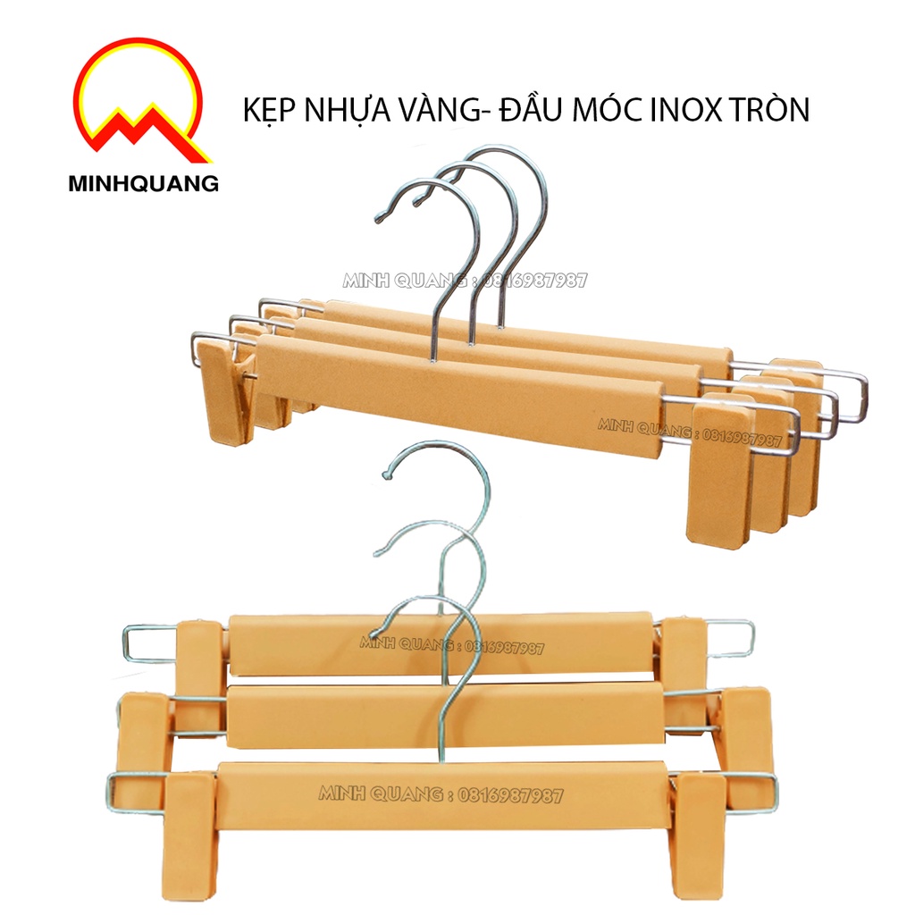 kẹp quần nhựa vàng giả gỗ size 32cm nam nữ,móc treo quần áo cho shop thời trang