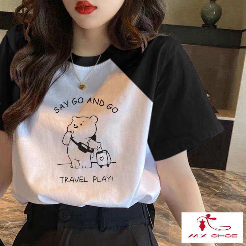 M & X ~  Áo Thun Nữ Ngắn Tay Dáng Rộng Phong Cách Mới