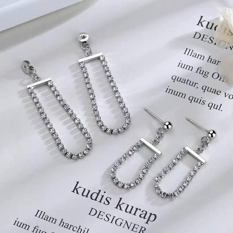 Bông tai dải đá đeo 2 kiểu