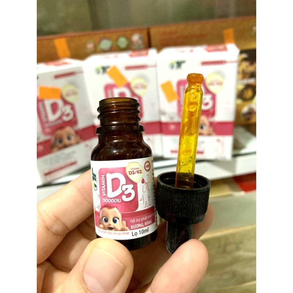 Vitamin D3 K2 Hồng Cho Trẻ Sơ Sinh Giúp Tăng Cường Hấp Thu Canxi, Trẻ Cao Lớn Nhỏ Giọt Lọ 10ml Nhất Tín Pharma