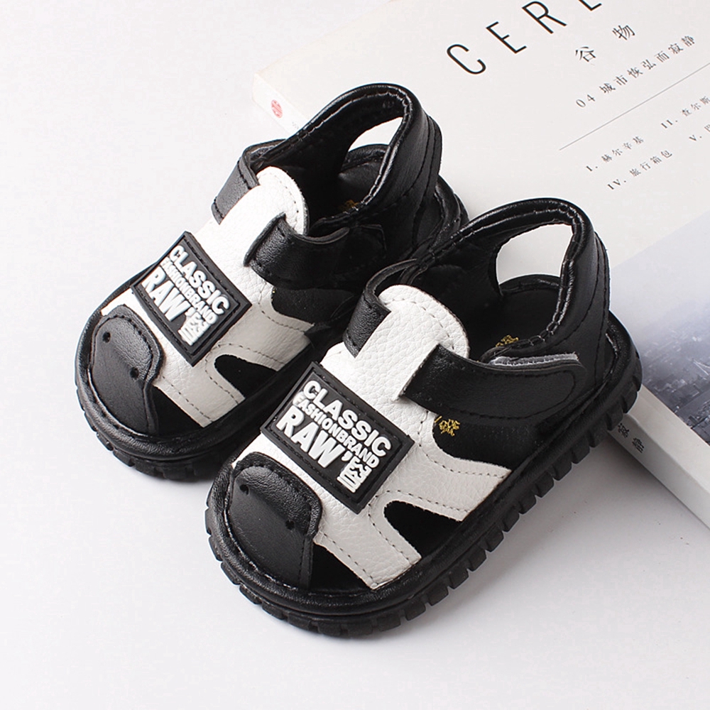0-2 Years Korean Fashion Pre Walker Newborn Shoes for Baby Black Sandals Kids Boys Shoes Infant Toddler Sandals