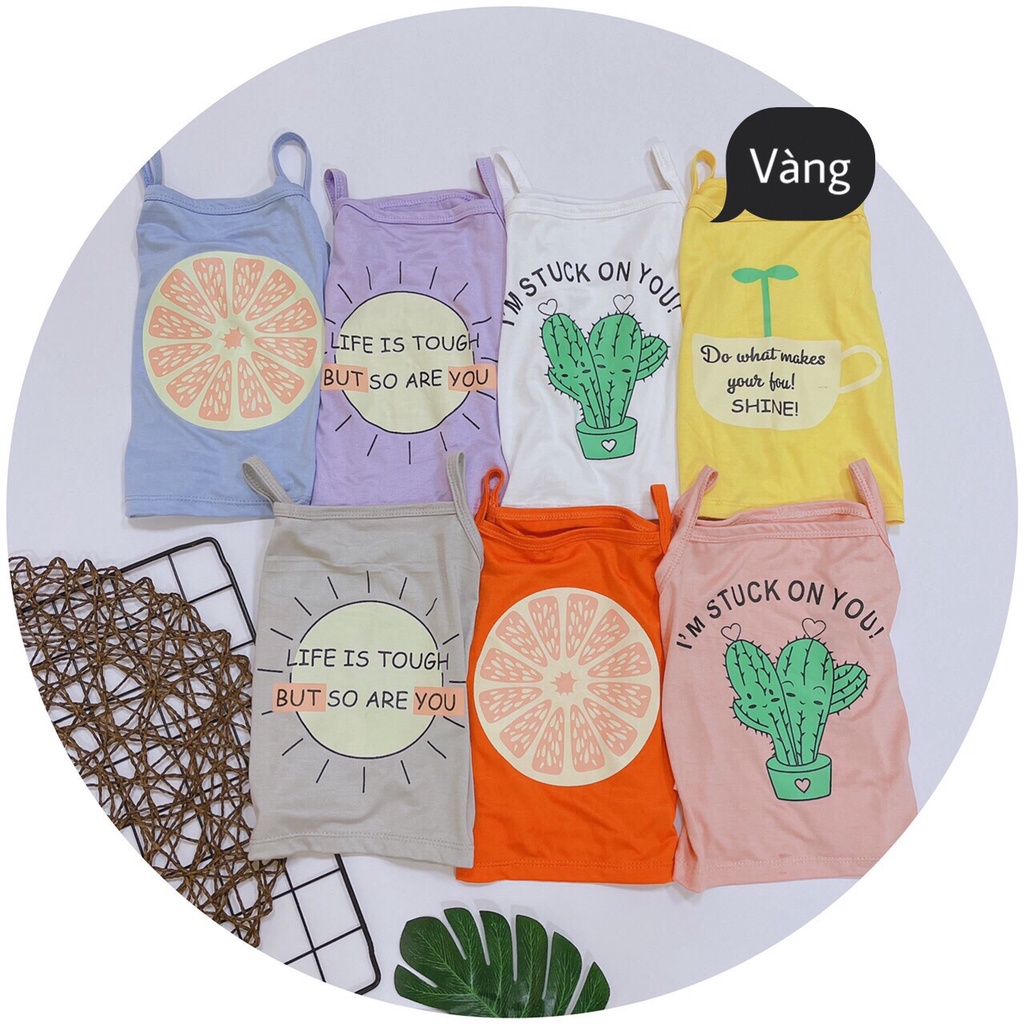 Áo 2 Dây Bé Gái Vải Thun Lạnh Hoạ Tiết Hoa Quả In Chìm Mềm Mát, Áo Thun Cho Bé Gái Mặc Hè - AN.KID