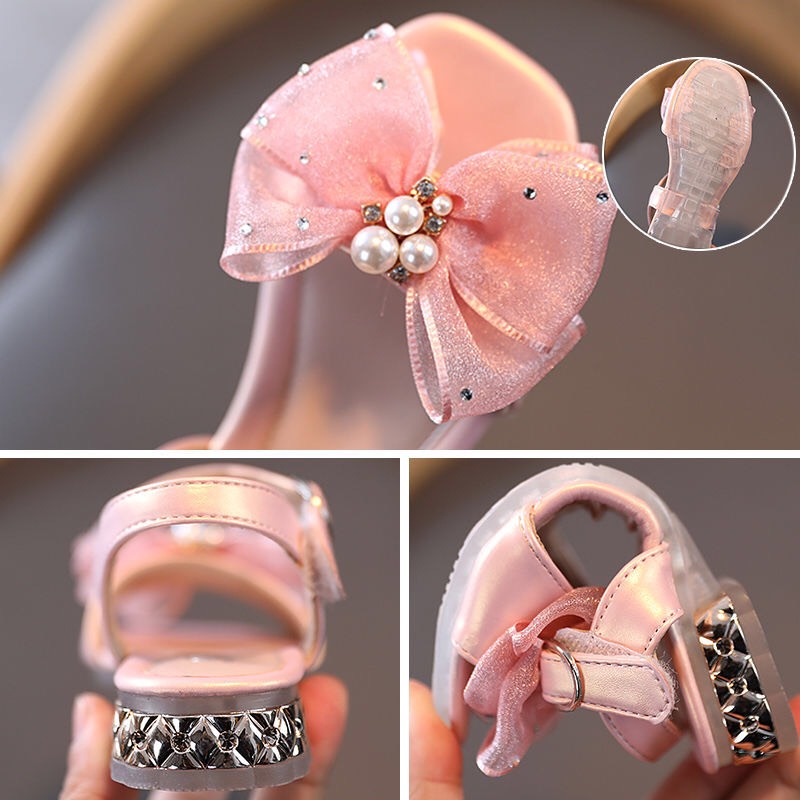 Sandal cho bé gái có gót đế dẻo êm chân nơ bánh bèo sang chảnh yy772