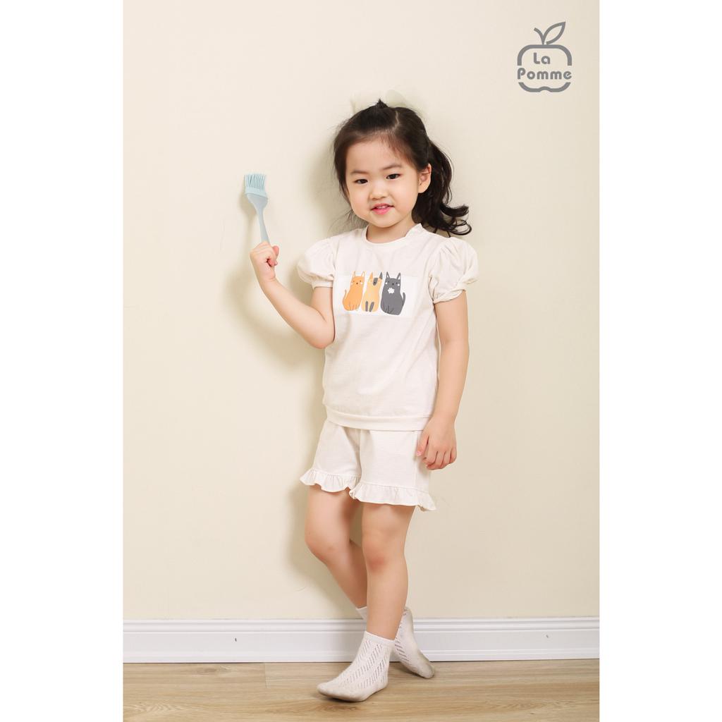 Bộ cộc tay La Pomme Family Cat - Hồng