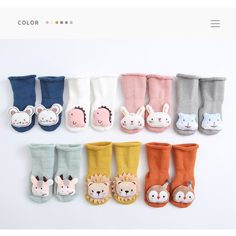 Vớ Dày Mềm Mại Chống Trượt In Họa Tiết Hoạt Hình Dễ Thương Cho Bé Trai Gái 0-2 Tuổi