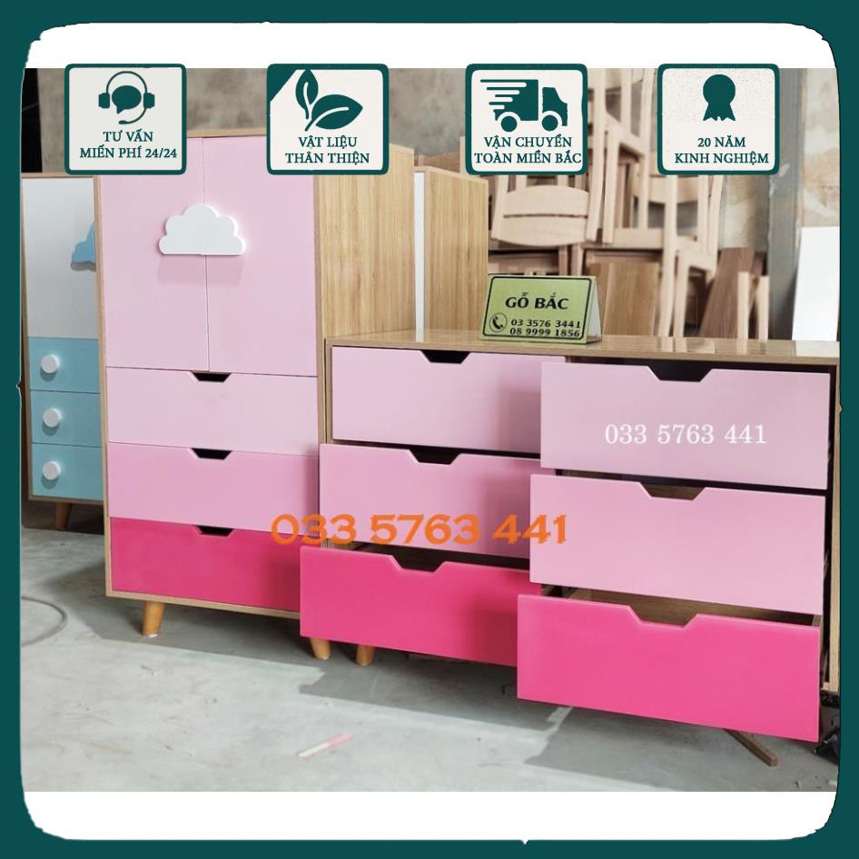 Tủ trẻ em gỗ MDF phủ melamine tủ quần áo đựng đồ cho bé kích thước 120x60cm