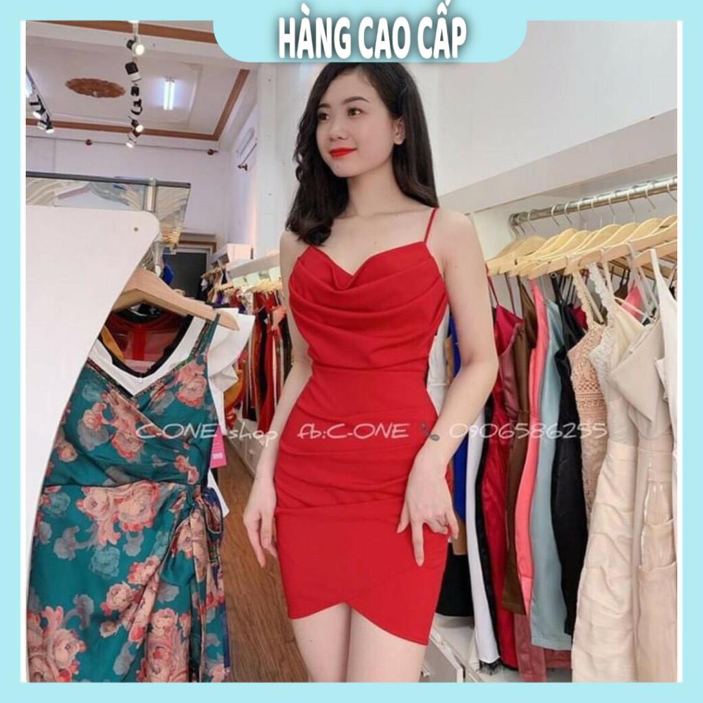 Đầm Nữ - Đầm body cổ đỗ xếp ly 2 dây kèm mút (HÀNG SIÊU ĐẸP) | BigBuy360 - bigbuy360.vn