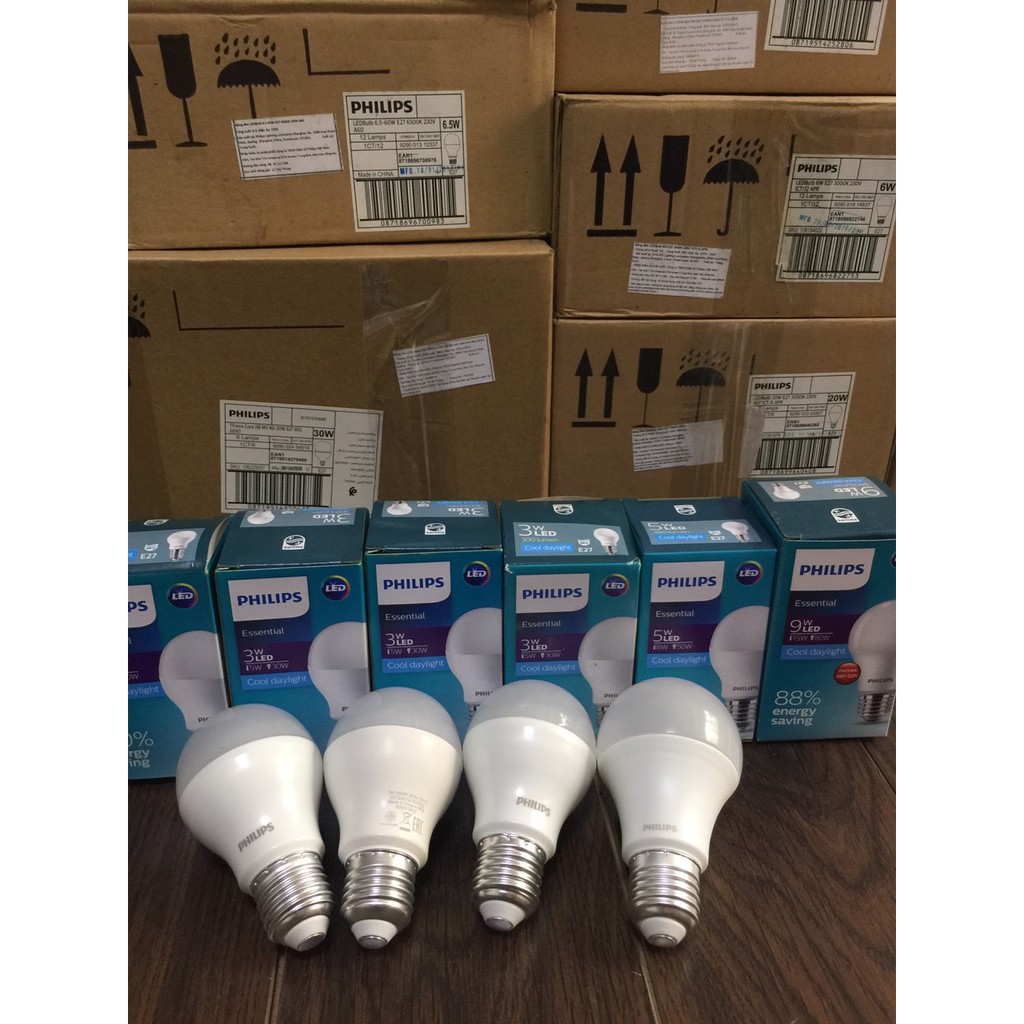 Bóng đèn Led Bulb Philips Essential E27 A60 - 3w 5w.7w,9w,11w,13w Tiết kiệm điện chất lượng sáng cao